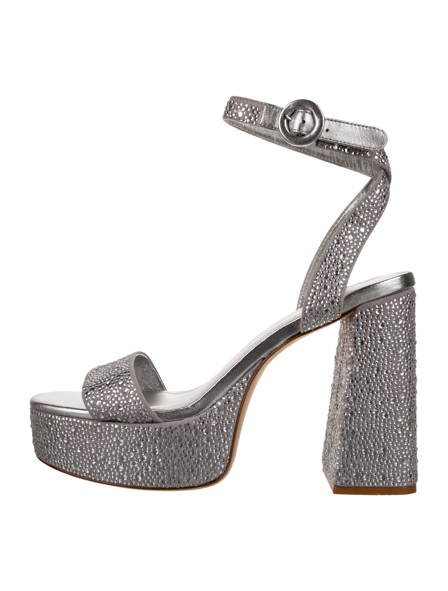 Larroude Suede Crystal Embellishments Sandals