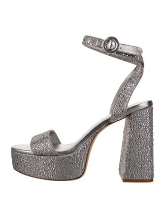 Larroude Suede Crystal Embellishments Sandals