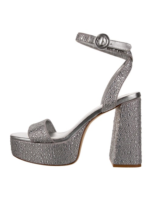 Larroude Suede Crystal Embellishments Sandals