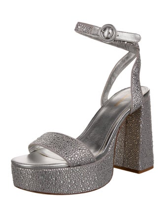 Larroude Suede Crystal Embellishments Sandals