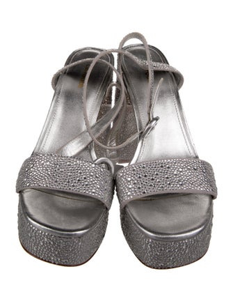Larroude Suede Crystal Embellishments Sandals