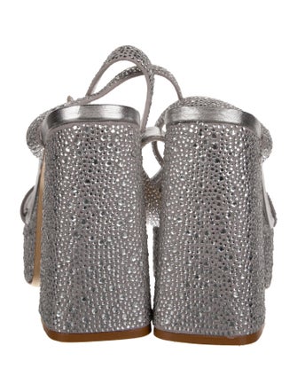 Larroude Suede Crystal Embellishments Sandals