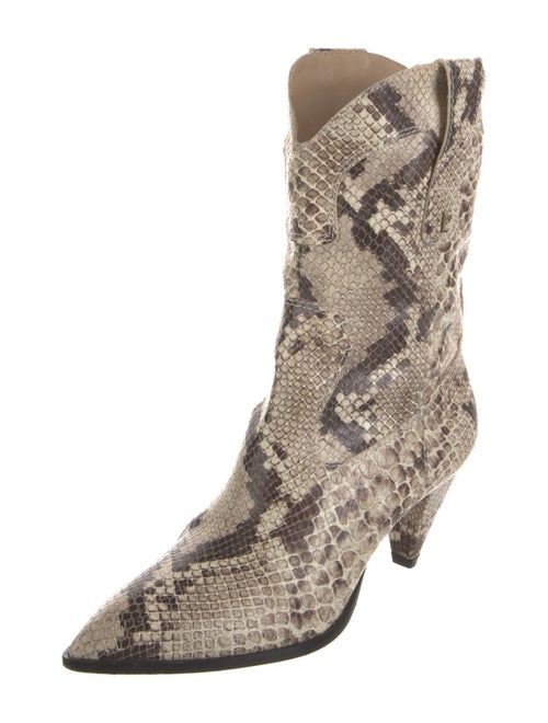Larroude Snakeskin Animal Print Western Boots