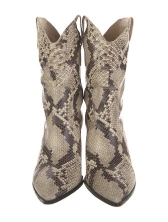 Larroude Snakeskin Animal Print Western Boots