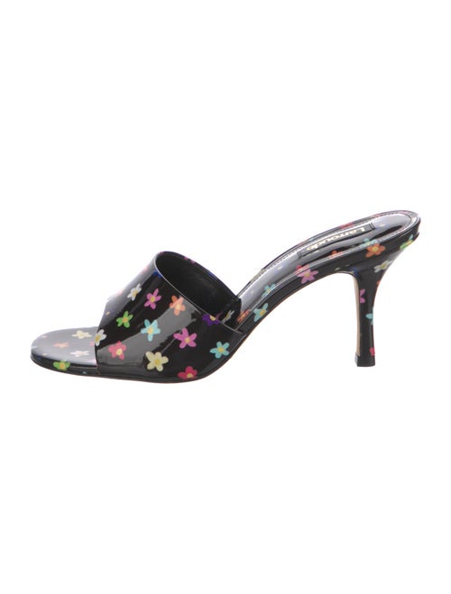 Larroude Patent Leather Floral Print Slides