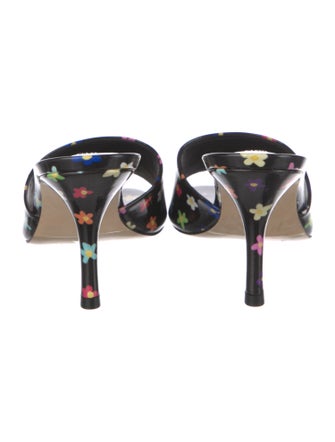 Larroude Patent Leather Floral Print Slides
