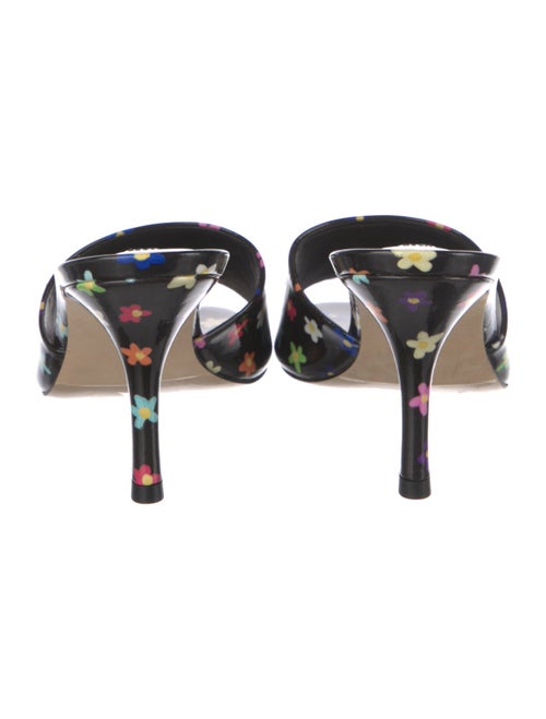 Larroude Patent Leather Floral Print Slides