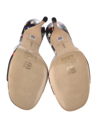 Larroude Patent Leather Floral Print Slides