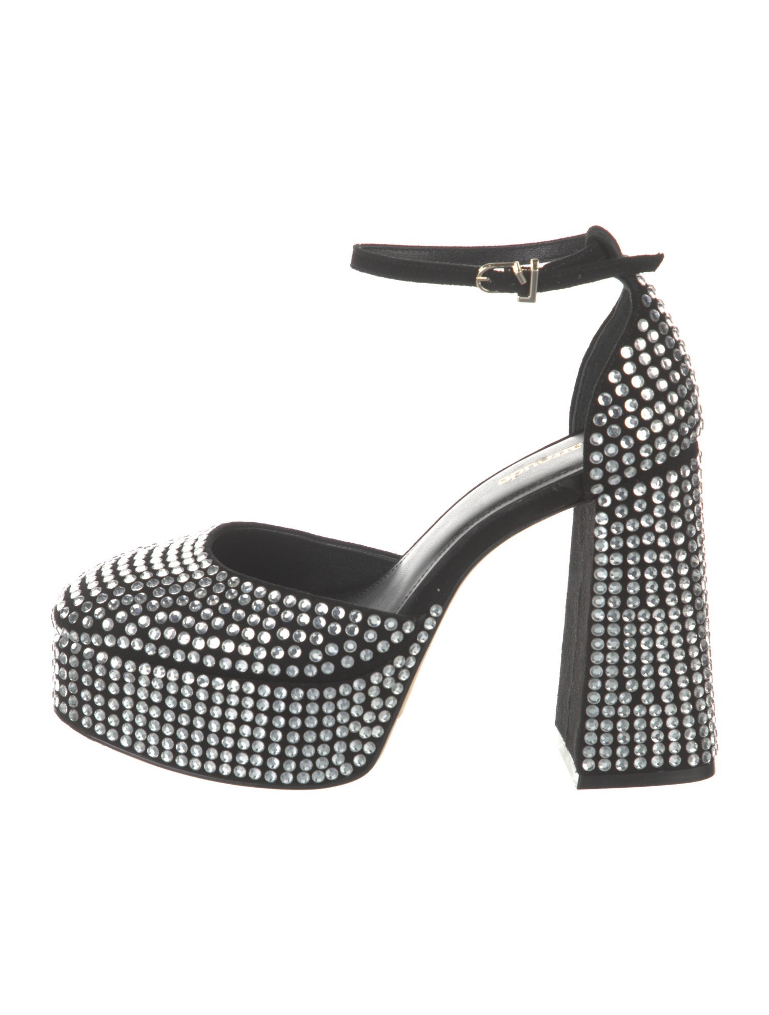 Larroude Suede Crystal Embellishments D'Orsay Pumps