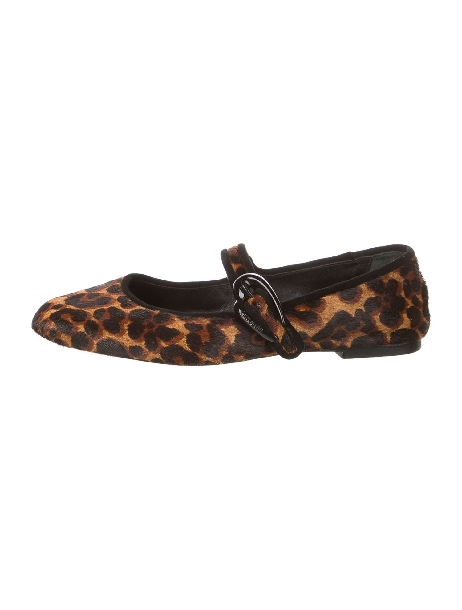 Larroude Ponyhair Animal Print Mary Jane Flats