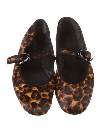 Larroude Ponyhair Animal Print Mary Jane Flats