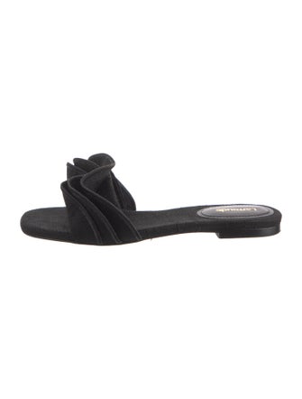 Larroude Canvas Ruffle Embellishment Slides