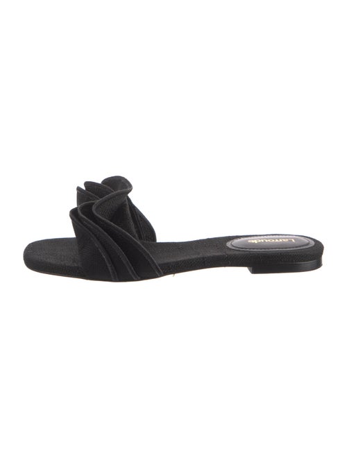 Larroude Canvas Ruffle Embellishment Slides