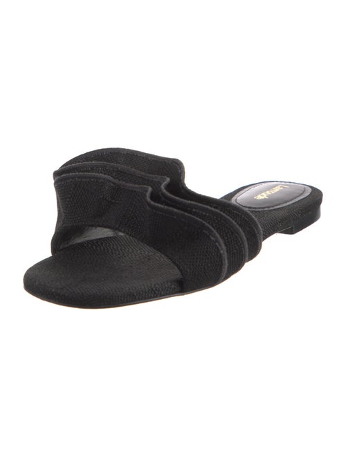 Larroude Canvas Ruffle Embellishment Slides