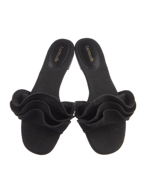 Larroude Canvas Ruffle Embellishment Slides