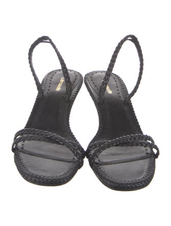 Larroude Leather Leather Trim Embellishment Slingback Sandals