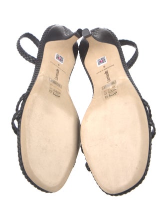 Larroude Leather Leather Trim Embellishment Slingback Sandals