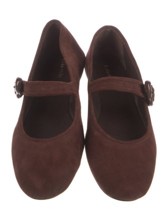 Larroude Suede Mary Jane Flats