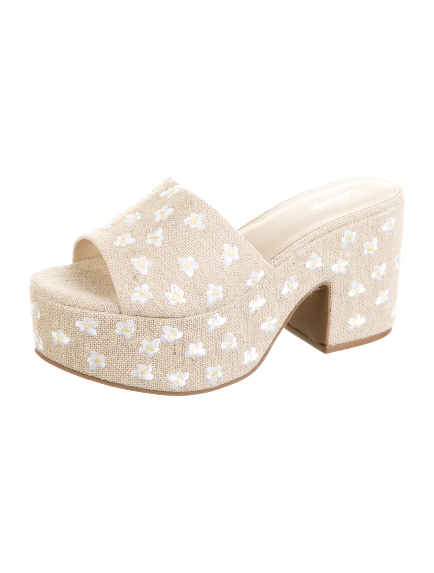 Larroude Canvas Floral Print Slides