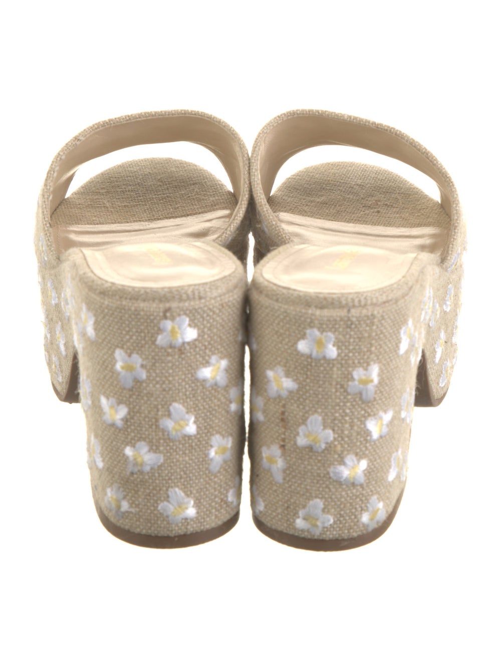 Larroude Canvas Slides Neutrals Patterned Embroid… - image 4
