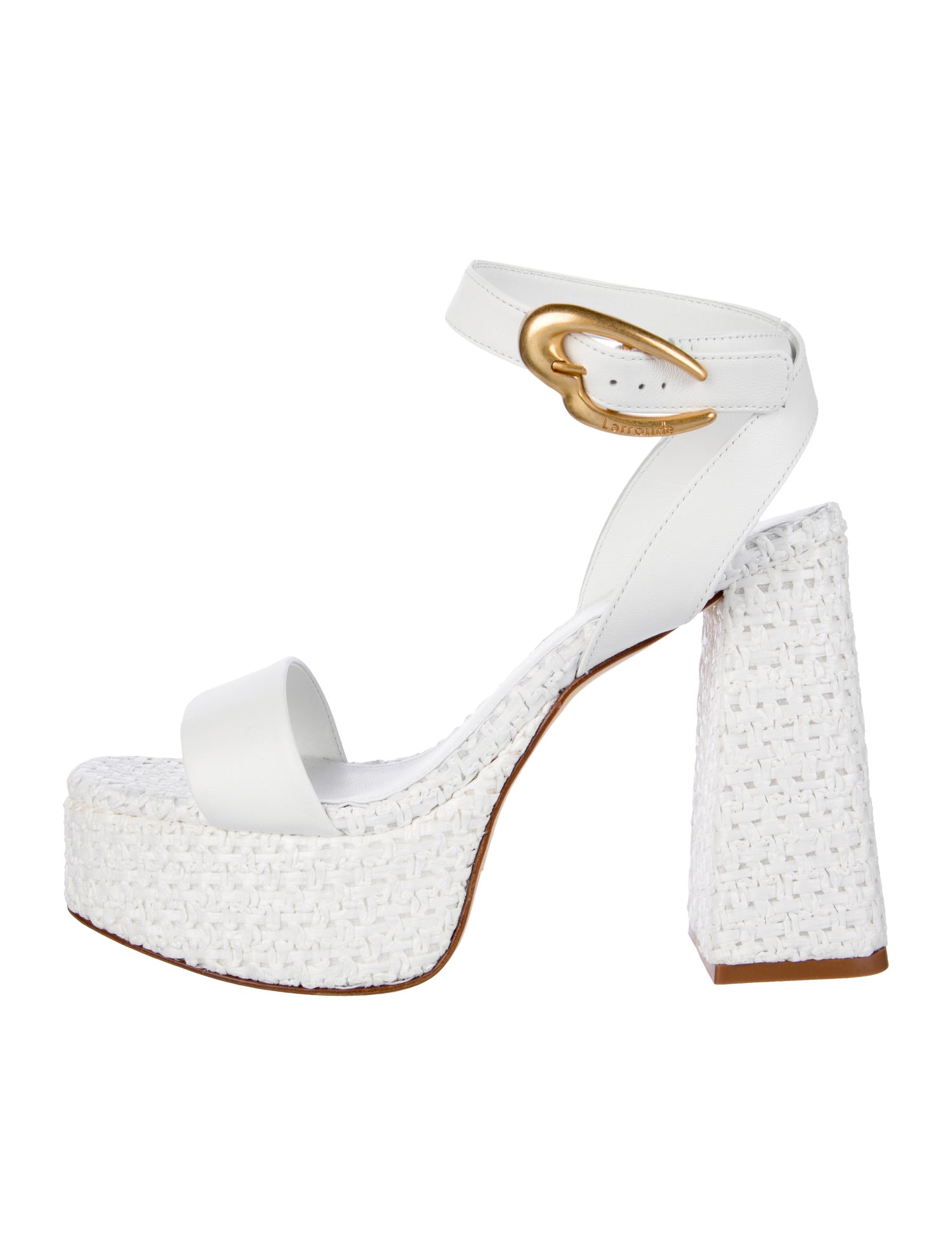 Larroude Leather Mesh Accents Sandals