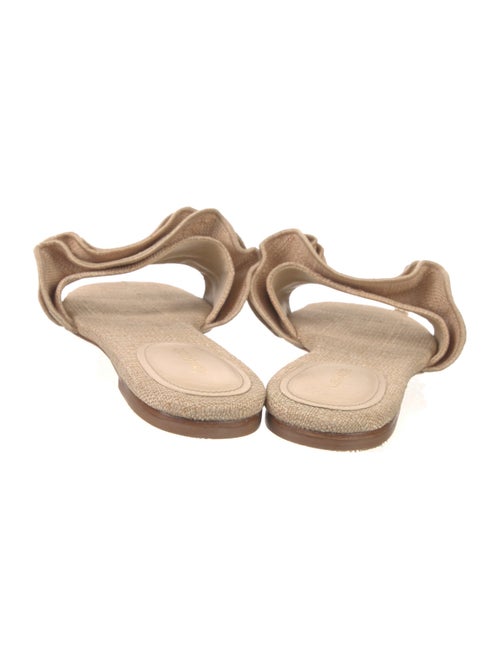 Larroude Straw Ruffle Embellishment Slides