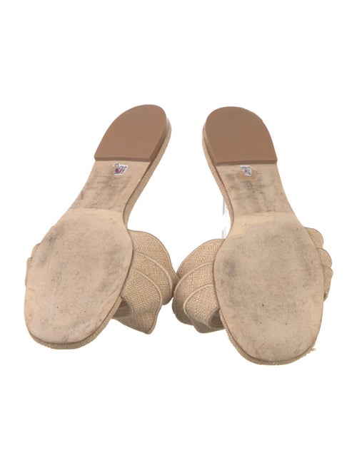 Larroude Straw Ruffle Embellishment Slides