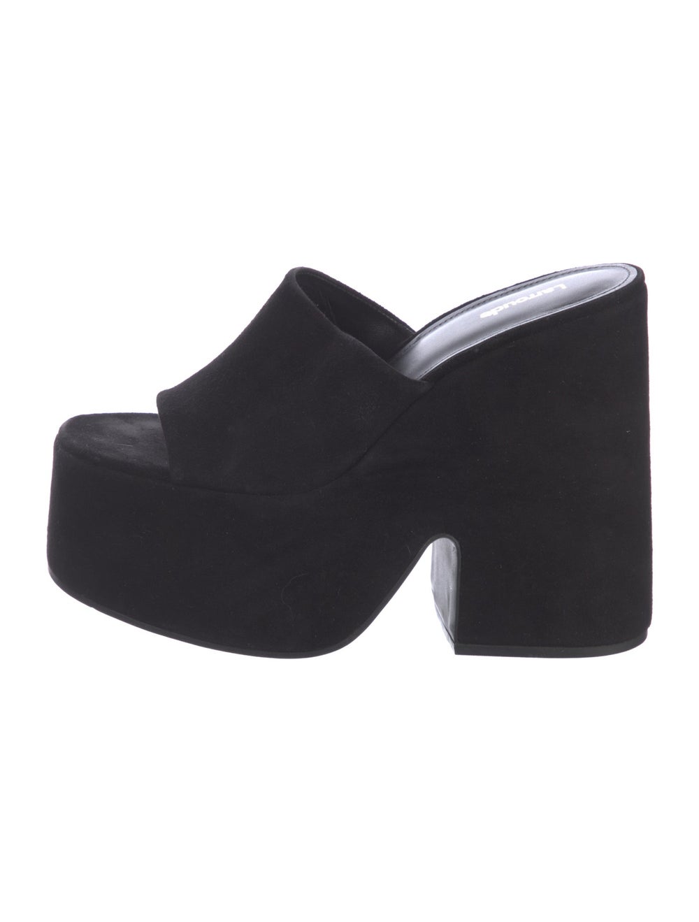 Larroude Suede Slides Black Platform - image 1
