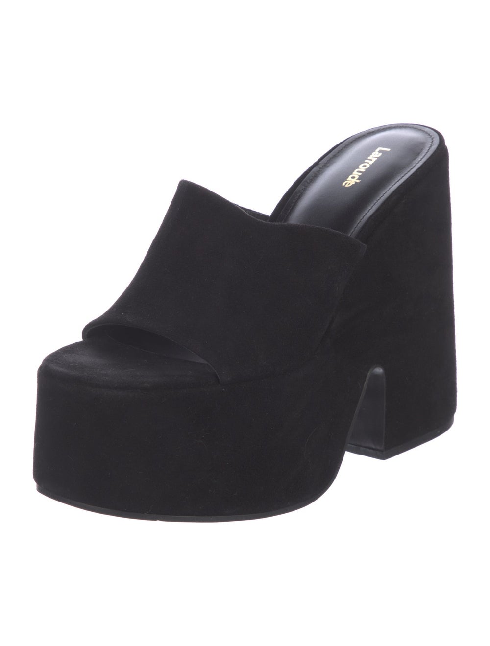 Larroude Suede Slides Black Platform - image 2