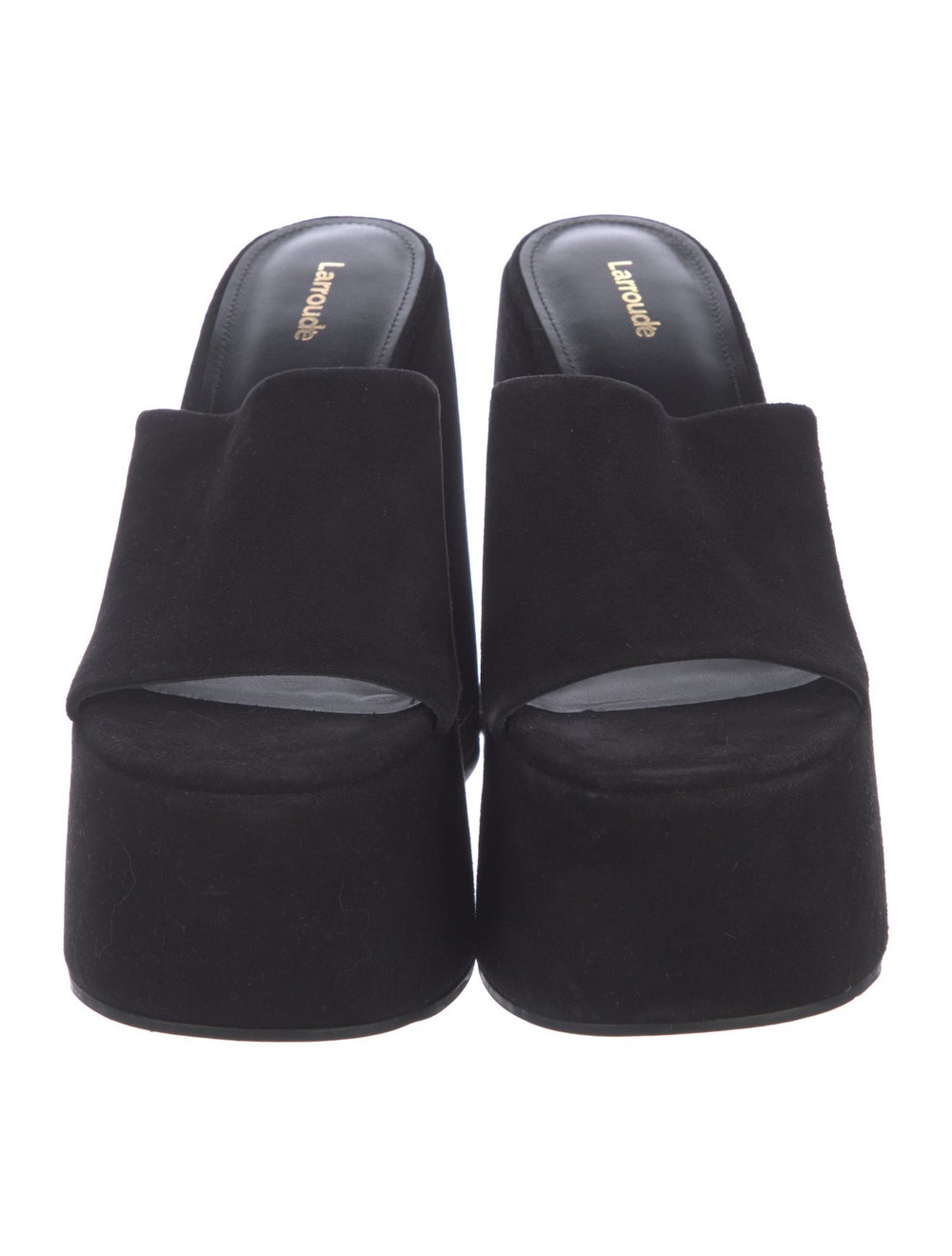 Larroude Suede Slides Black Platform - image 3