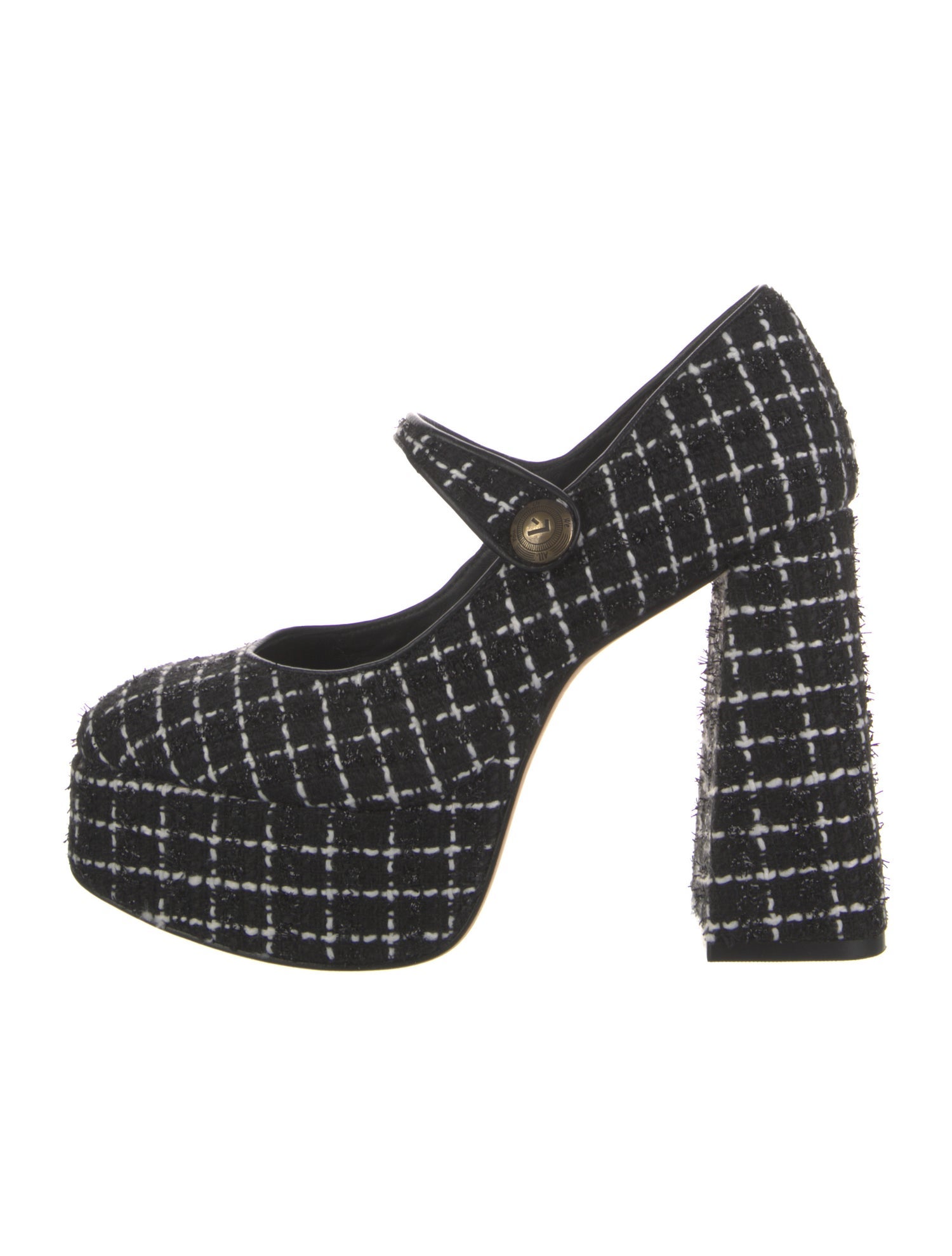 Larroude Wool Tweed Pattern Pumps