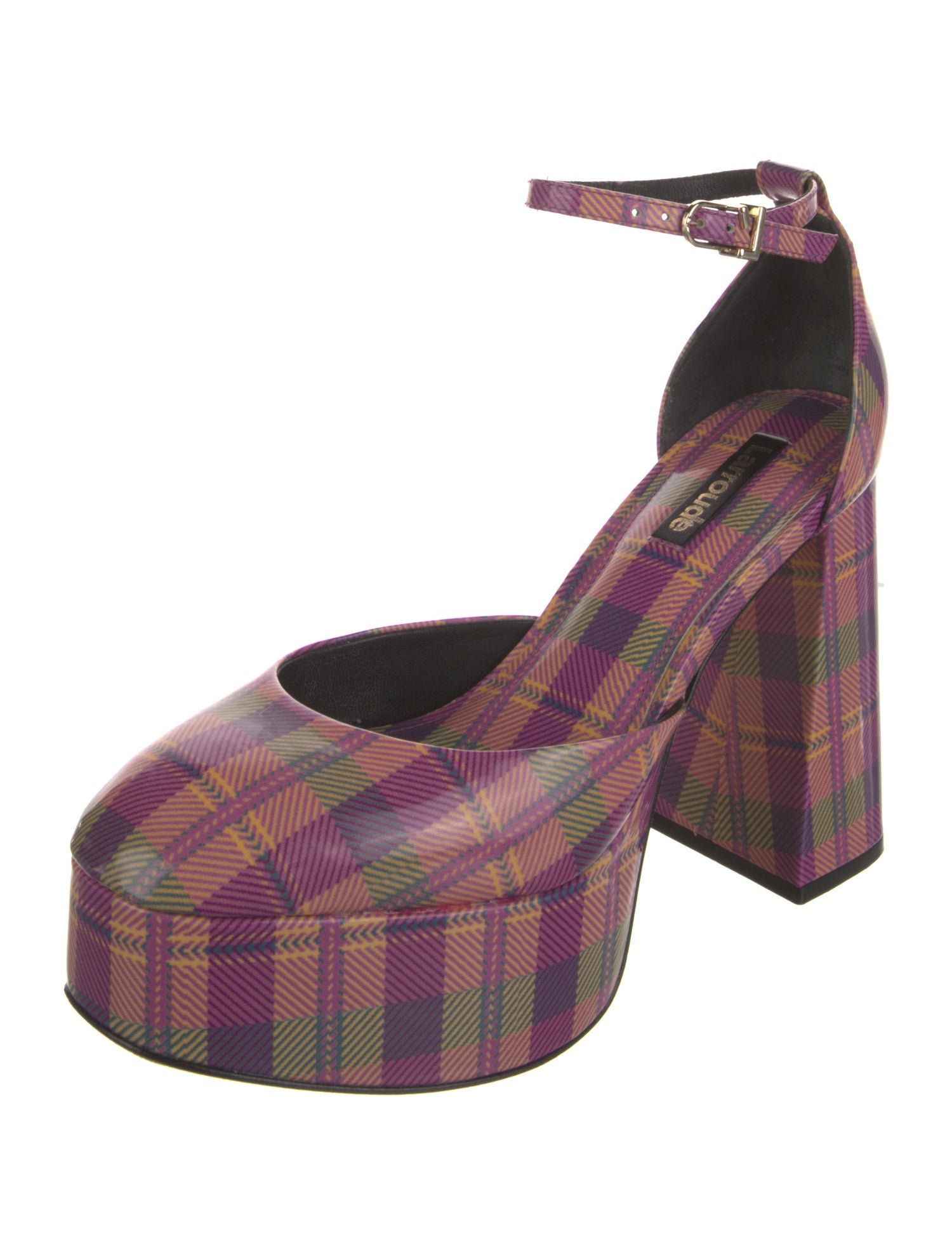 Larroude Patent Leather Printed D'Orsay Pumps