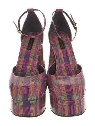 Larroude Patent Leather Printed D'Orsay Pumps