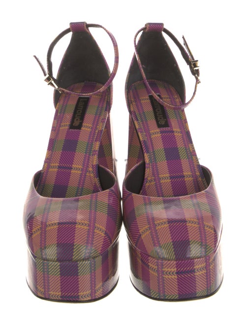 Larroude Patent Leather Printed D'Orsay Pumps