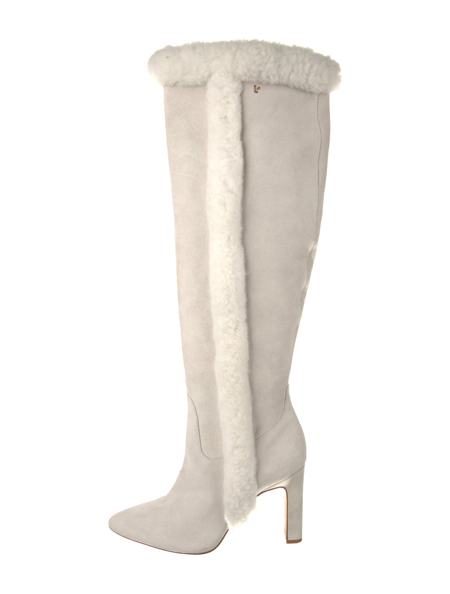 Larroude Suede Faux Fur Trim Boots