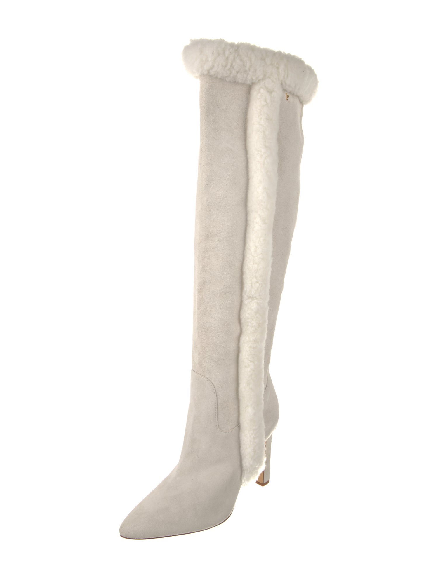 Larroude Suede Faux Fur Trim Boots