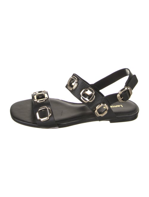 Larroude Leather Studded Accents Slingback Sandals