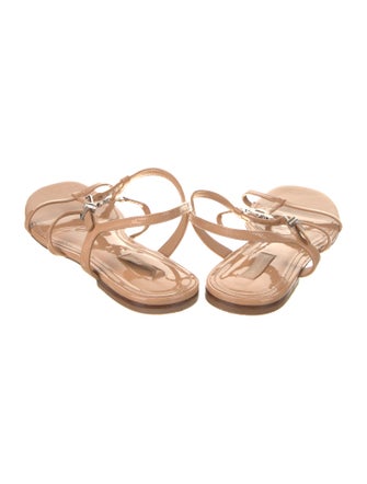 Larroude Patent Leather T-Strap Sandals