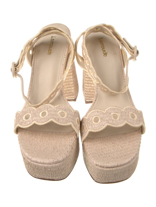 Larroude Raffia Embroidered Accent Slingback Sandals