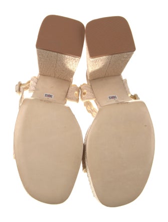 Larroude Raffia Embroidered Accent Slingback Sandals