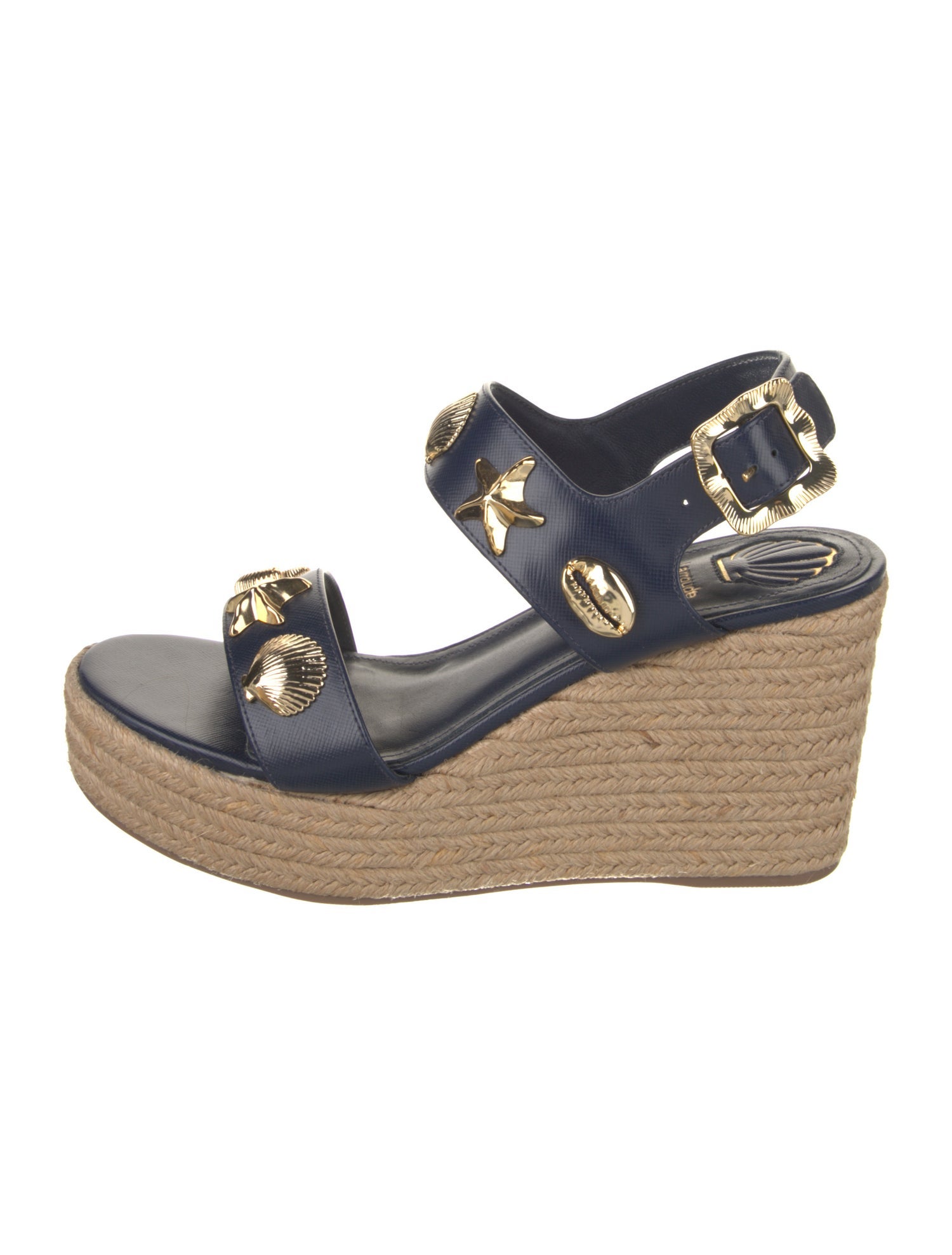 Larroude Leather Studded Accents Espadrilles