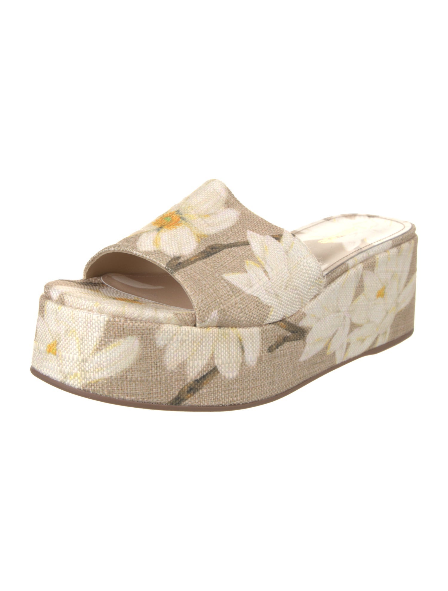 Larroude Canvas Floral Print Slides