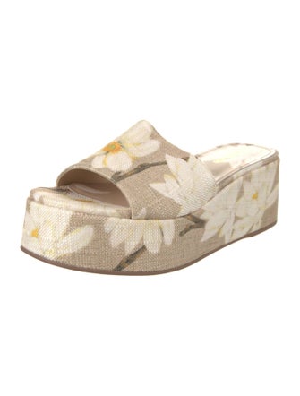 Larroude Canvas Floral Print Slides