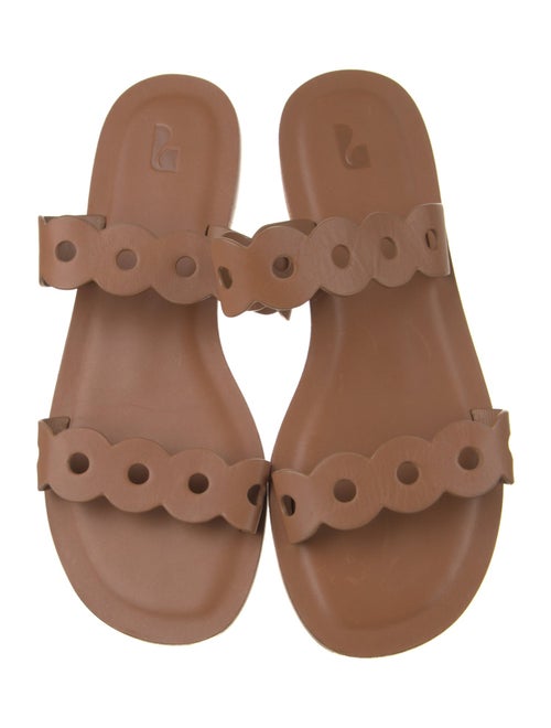 Larroude Leather Scalloped Accent Slides