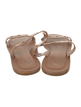 Larroude Leather Scalloped Accent Slides