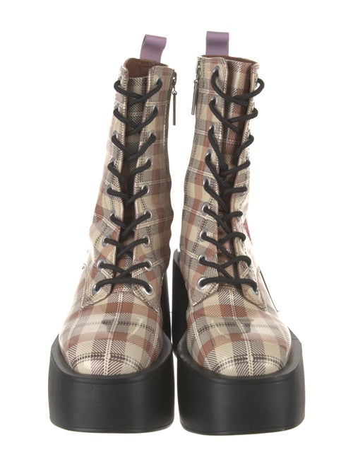 Larroude Patent Leather Printed Combat Boots