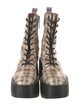 Larroude Patent Leather Printed Combat Boots