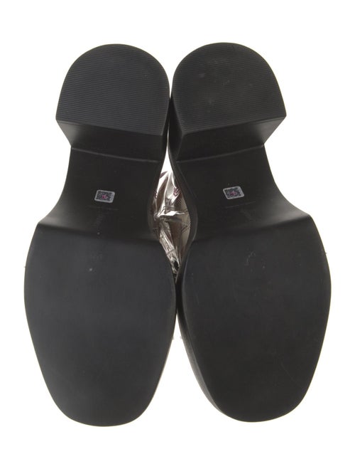 Larroude Patent Leather Printed Combat Boots