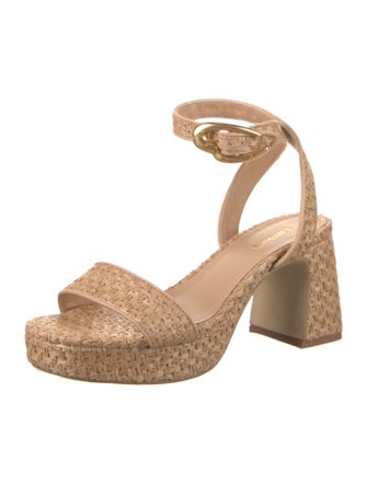 Larroude Raffia Animal Print Espadrilles