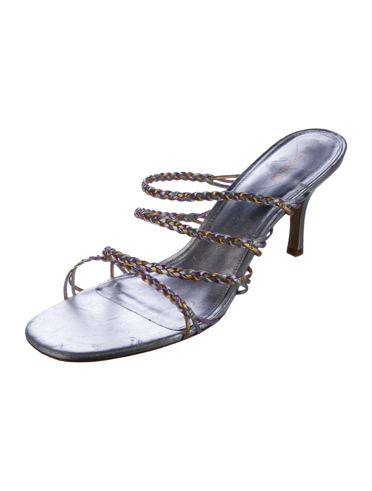 Larroude Leather Braided Accents Slides